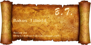 Bakos Tibold névjegykártya